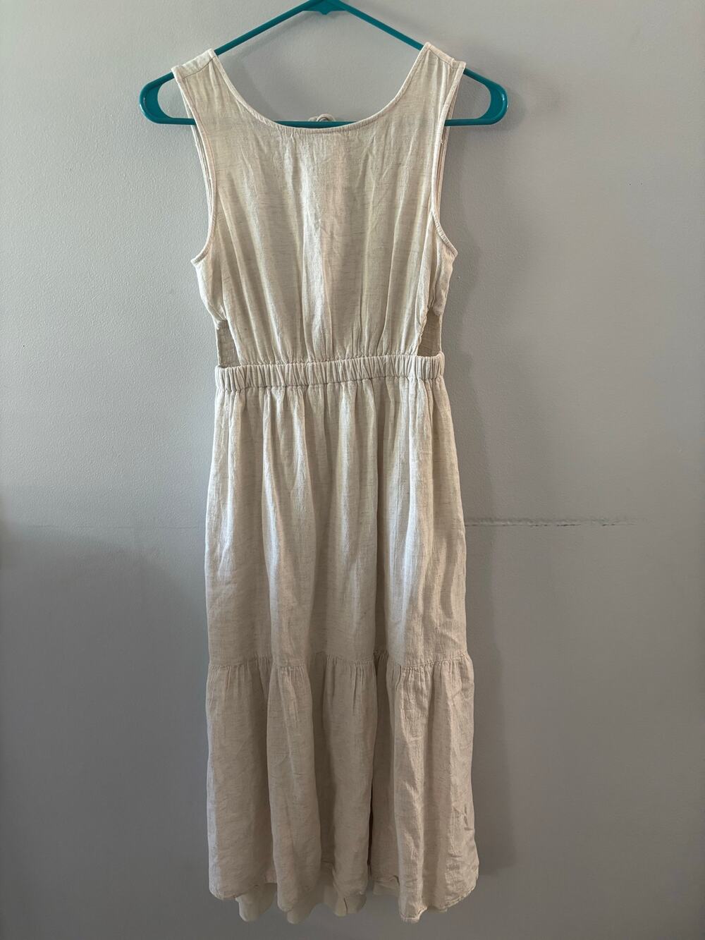 Sincerely Jules Womens Linen Blend Dress Size Small Cream Cottagecore Minimalist